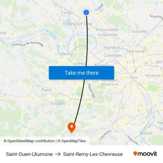 Saint-Ouen-L'Aumone to Saint-Remy-Les-Chevreuse map