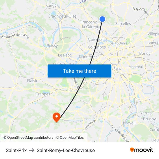 Saint-Prix to Saint-Remy-Les-Chevreuse map