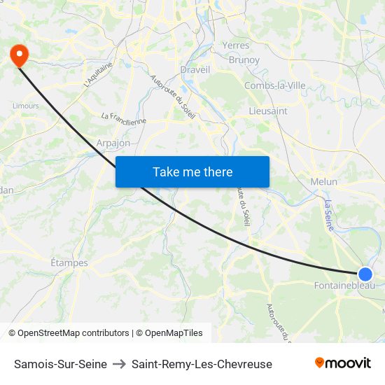 Samois-Sur-Seine to Saint-Remy-Les-Chevreuse map