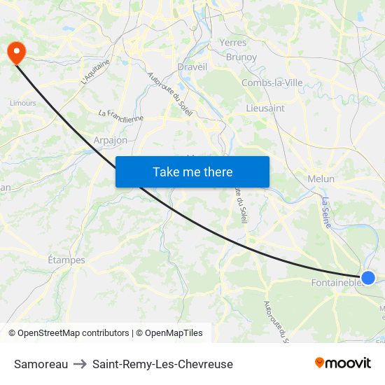 Samoreau to Saint-Remy-Les-Chevreuse map