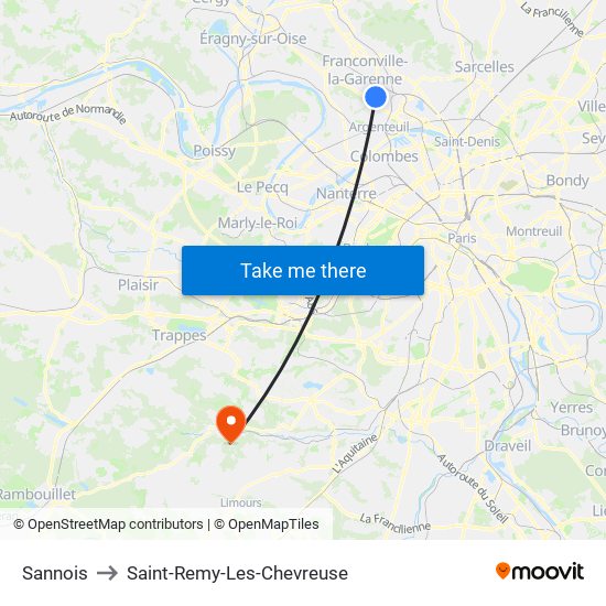Sannois to Saint-Remy-Les-Chevreuse map