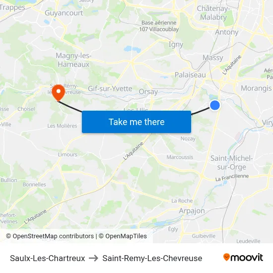 Saulx-Les-Chartreux to Saint-Remy-Les-Chevreuse map