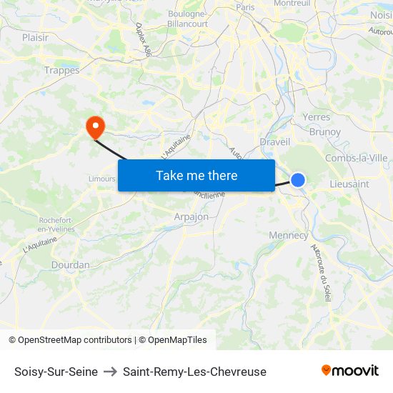 Soisy-Sur-Seine to Saint-Remy-Les-Chevreuse map