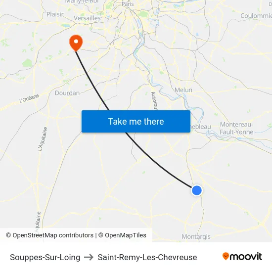 Souppes-Sur-Loing to Saint-Remy-Les-Chevreuse map