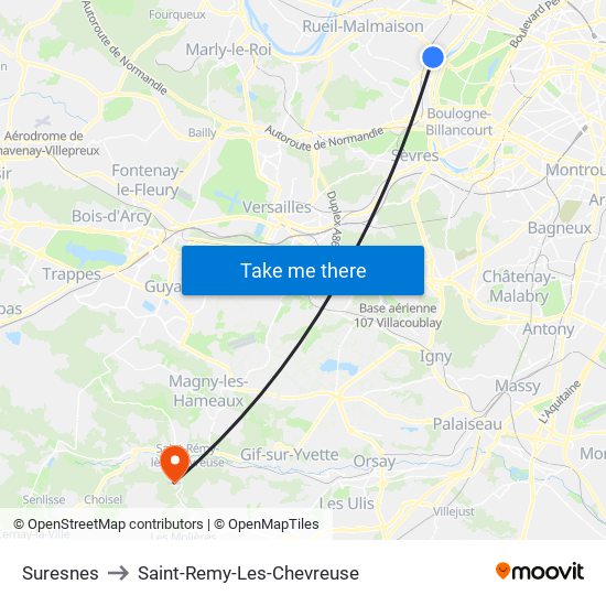 Suresnes to Saint-Remy-Les-Chevreuse map