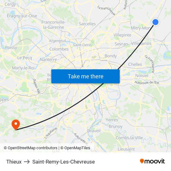 Thieux to Saint-Remy-Les-Chevreuse map