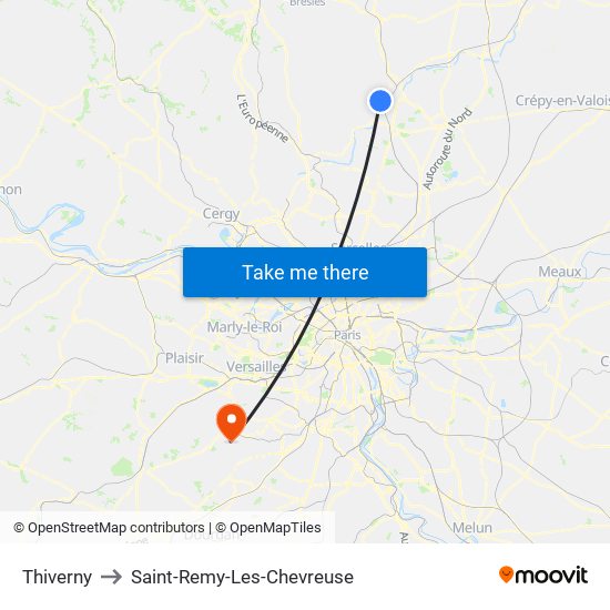 Thiverny to Saint-Remy-Les-Chevreuse map