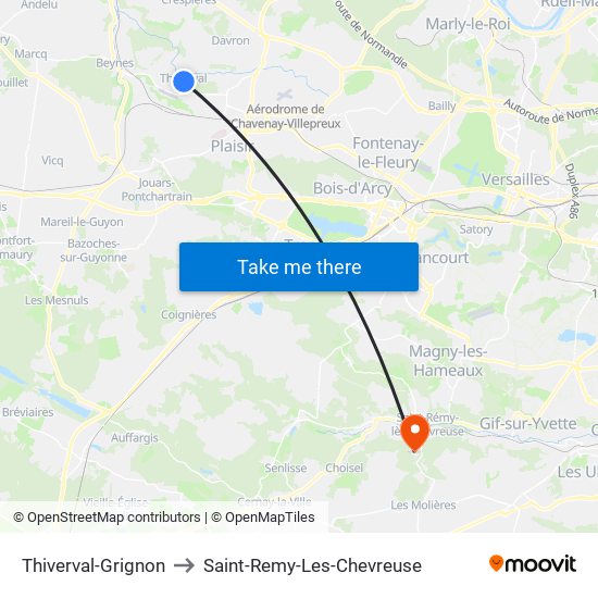 Thiverval-Grignon to Saint-Remy-Les-Chevreuse map