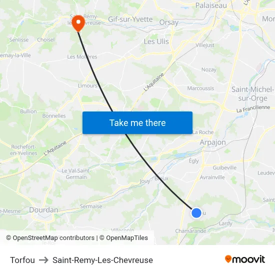Torfou to Saint-Remy-Les-Chevreuse map