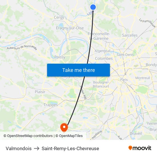 Valmondois to Saint-Remy-Les-Chevreuse map