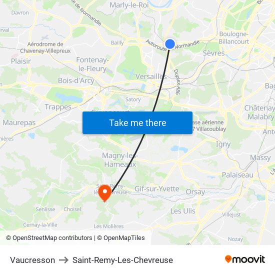 Vaucresson to Saint-Remy-Les-Chevreuse map
