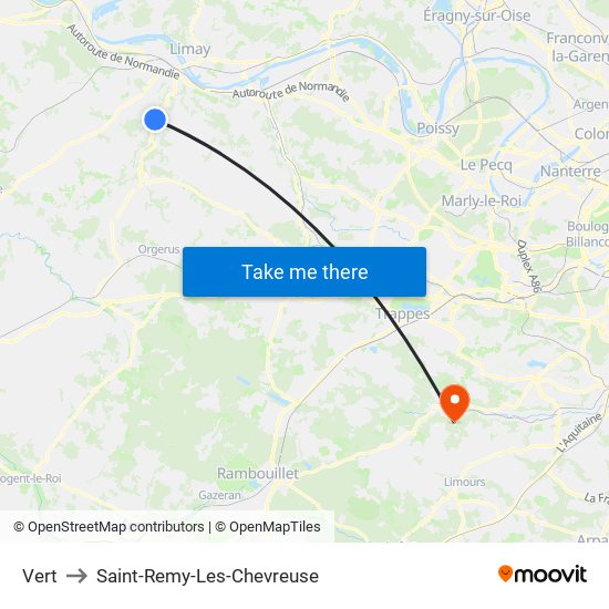 Vert to Saint-Remy-Les-Chevreuse map