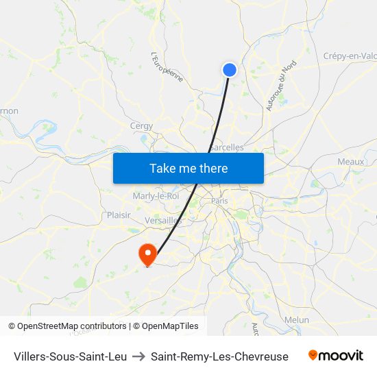 Villers-Sous-Saint-Leu to Saint-Remy-Les-Chevreuse map