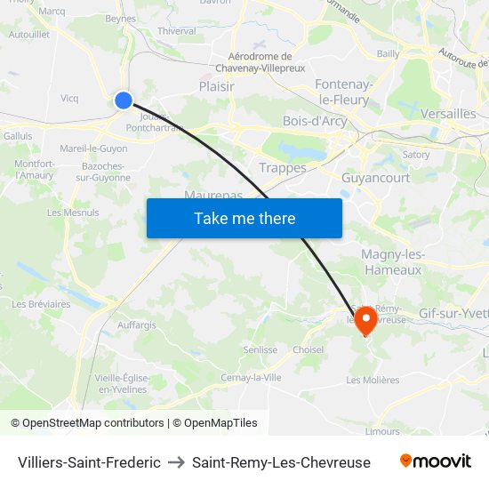Villiers-Saint-Frederic to Saint-Remy-Les-Chevreuse map
