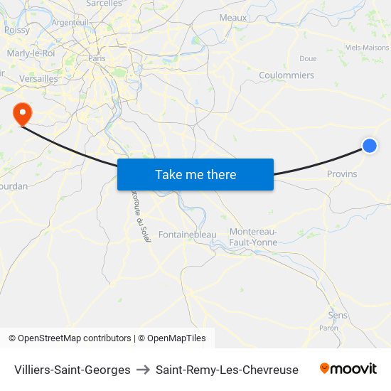 Villiers-Saint-Georges to Saint-Remy-Les-Chevreuse map