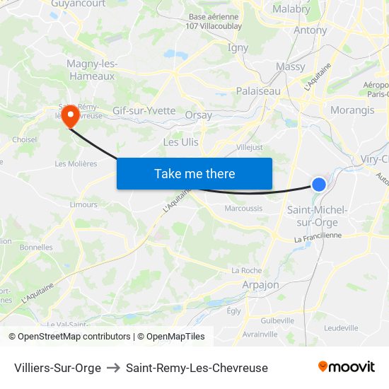 Villiers-Sur-Orge to Saint-Remy-Les-Chevreuse map