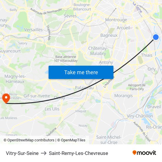 Vitry-Sur-Seine to Saint-Remy-Les-Chevreuse map