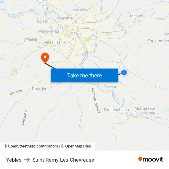 Yebles to Saint-Remy-Les-Chevreuse map