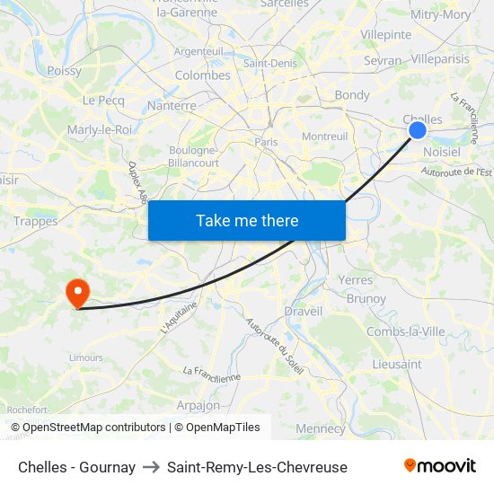 Chelles - Gournay to Saint-Remy-Les-Chevreuse map