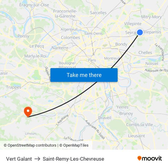 Vert Galant to Saint-Remy-Les-Chevreuse map