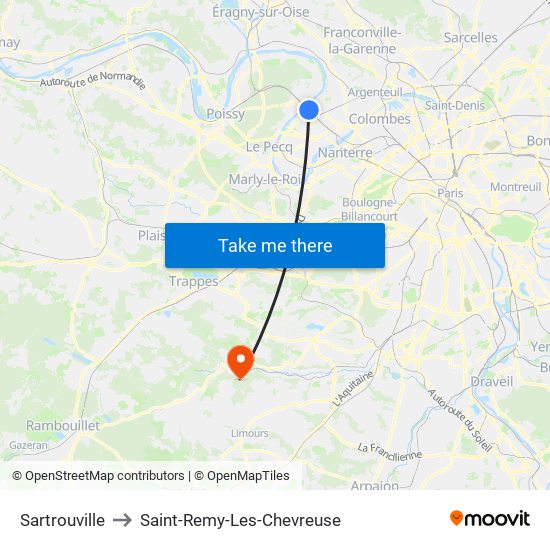 Sartrouville to Saint-Remy-Les-Chevreuse map