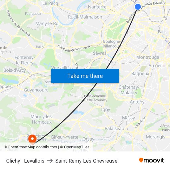 Clichy - Levallois to Saint-Remy-Les-Chevreuse map