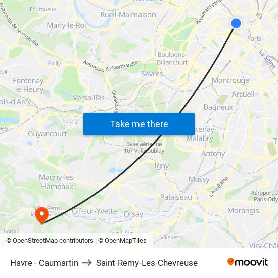 Havre - Caumartin to Saint-Remy-Les-Chevreuse map