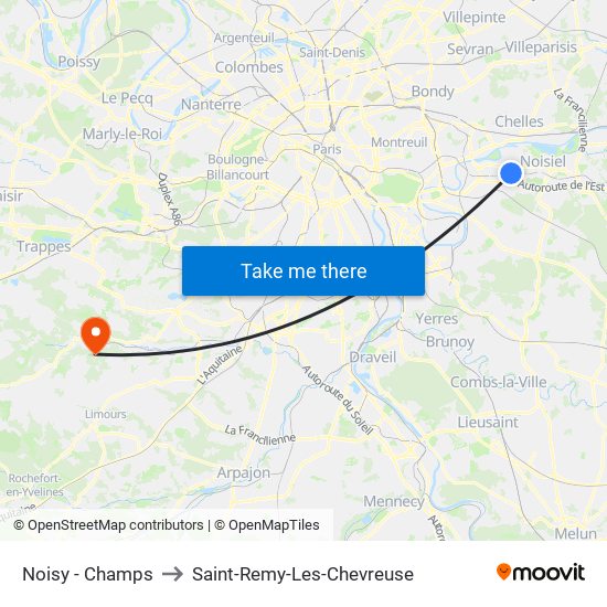 Noisy - Champs to Saint-Remy-Les-Chevreuse map