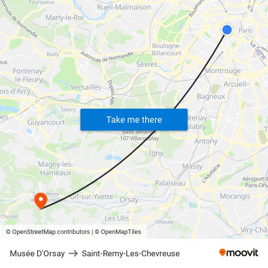 Musée D'Orsay to Saint-Remy-Les-Chevreuse map