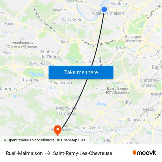 Rueil-Malmaison to Saint-Remy-Les-Chevreuse map