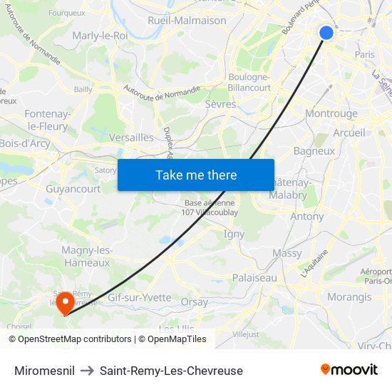 Miromesnil to Saint-Remy-Les-Chevreuse map