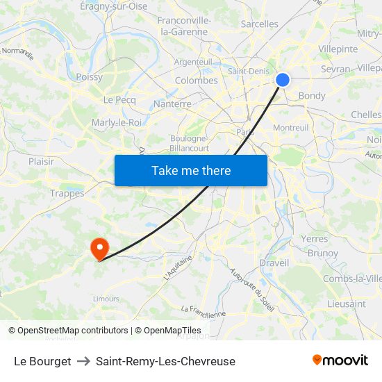 Le Bourget to Saint-Remy-Les-Chevreuse map