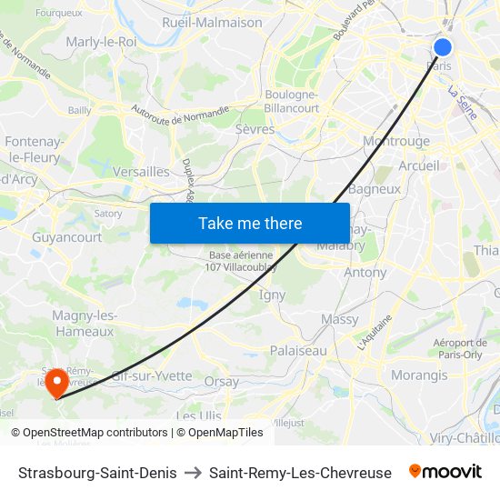 Strasbourg-Saint-Denis to Saint-Remy-Les-Chevreuse map