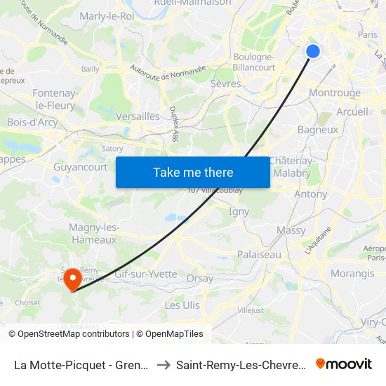 La Motte-Picquet - Grenelle to Saint-Remy-Les-Chevreuse map