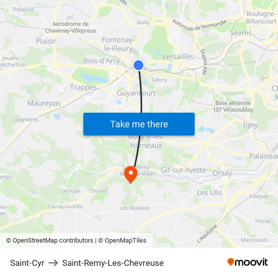 Saint-Cyr to Saint-Remy-Les-Chevreuse map