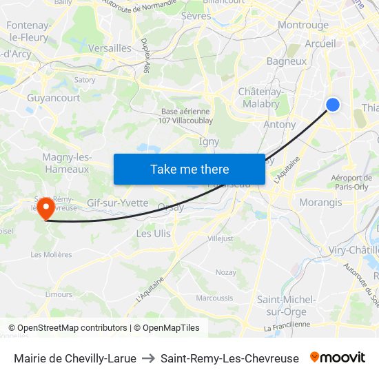 Mairie de Chevilly-Larue to Saint-Remy-Les-Chevreuse map