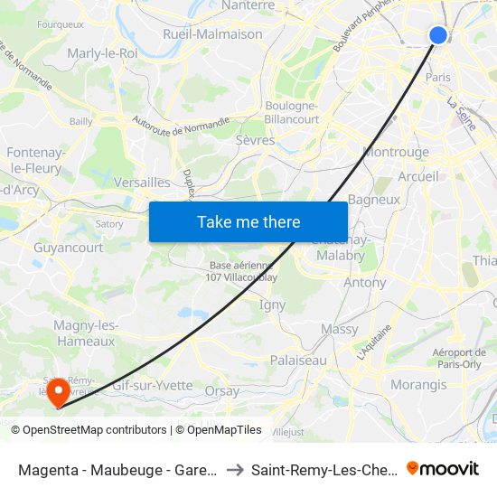Magenta - Maubeuge - Gare du Nord to Saint-Remy-Les-Chevreuse map