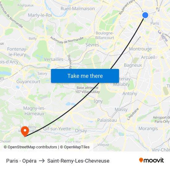 Paris - Opéra to Saint-Remy-Les-Chevreuse map