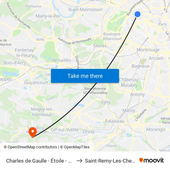 Charles de Gaulle - Étoile - Wagram to Saint-Remy-Les-Chevreuse map