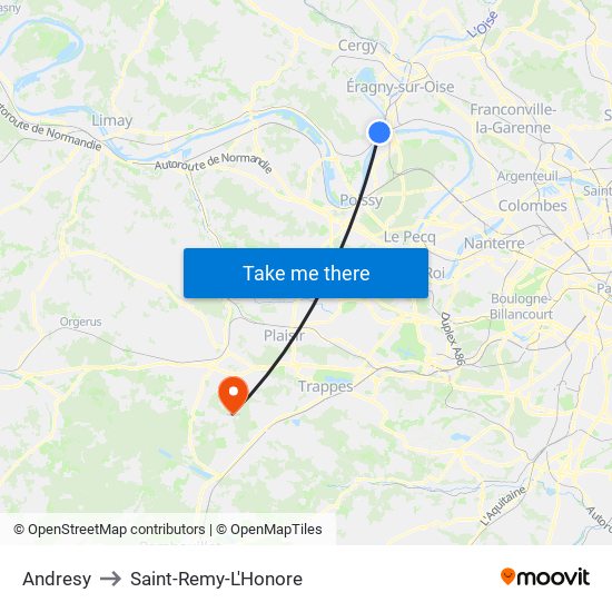 Andresy to Saint-Remy-L'Honore map