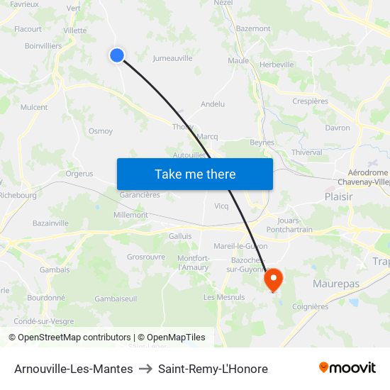 Arnouville-Les-Mantes to Saint-Remy-L'Honore map