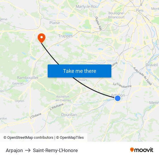 Arpajon to Saint-Remy-L'Honore map