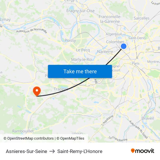 Asnieres-Sur-Seine to Saint-Remy-L'Honore map