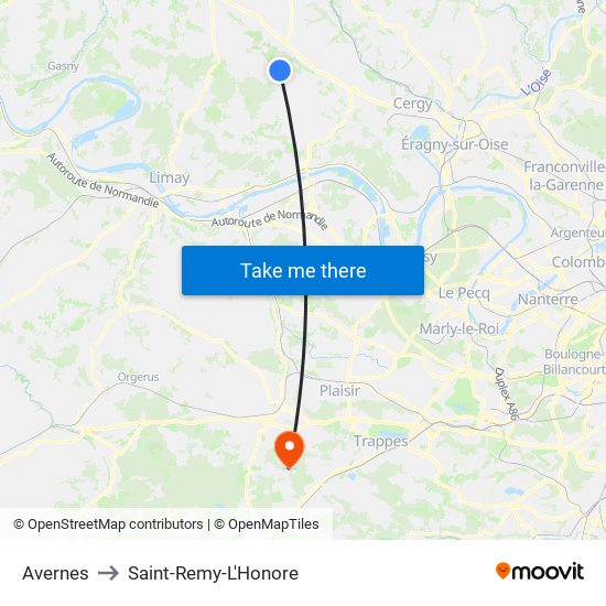 Avernes to Saint-Remy-L'Honore map