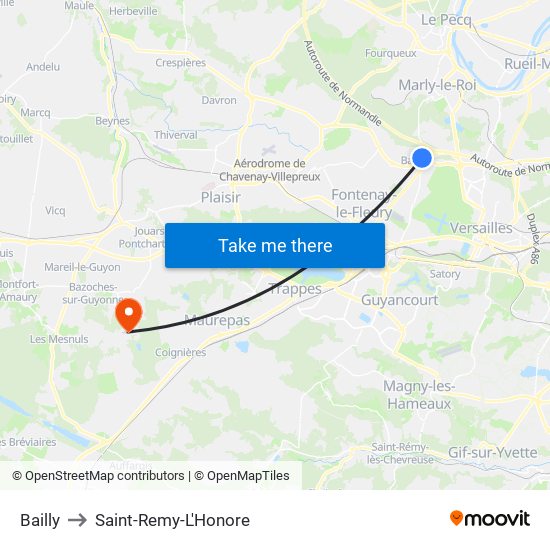 Bailly to Saint-Remy-L'Honore map