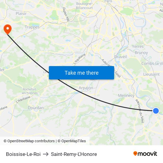 Boissise-Le-Roi to Saint-Remy-L'Honore map