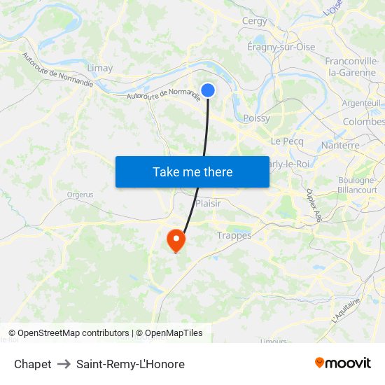 Chapet to Saint-Remy-L'Honore map
