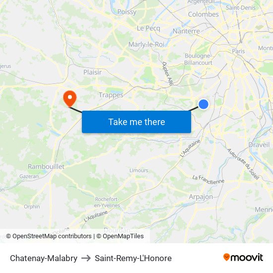 Chatenay-Malabry to Saint-Remy-L'Honore map