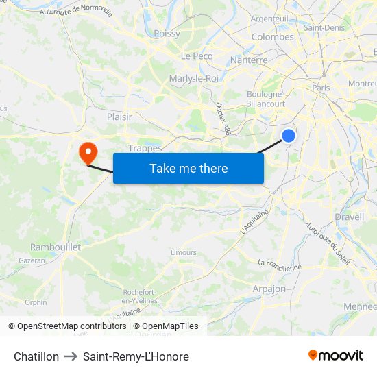 Chatillon to Saint-Remy-L'Honore map