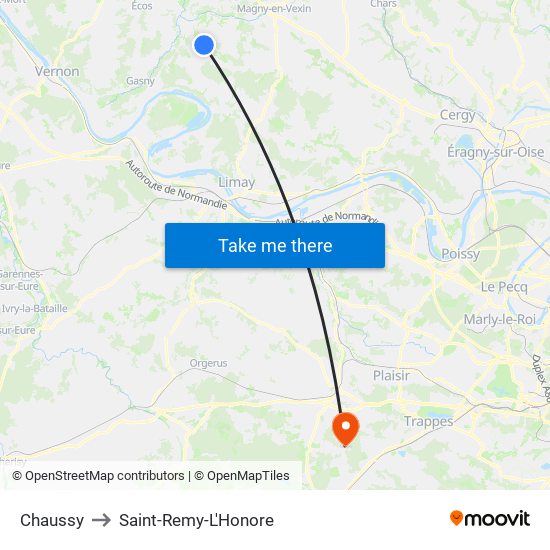 Chaussy to Saint-Remy-L'Honore map